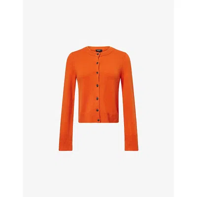 Me And Em And Em Womens Paprika Orange Regular-fit Round-neck Cashmere Cardigan
