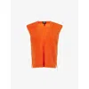 Me And Em And Em Womens Paprika Orange V-neck Brushed Cashmere Vest In Orange