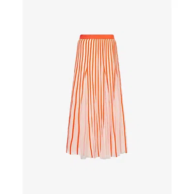Me And Em And Em Womens Semi-sheer Striped Tulle Maxi Skirt Peach Sorbet Papaya
