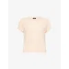 Me And Em And Em Womens Peach Sorbet Round-neck Short-sleeve Knitted Cashmere Top In Orange