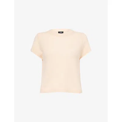 Me And Em And Em Womens Peach Sorbet Round-neck Short-sleeve Knitted Cashmere Top In Orange