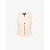 Me And Em Womens  V-neck Sleeveless Woven Vest In Peach Sorbet