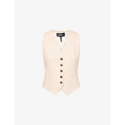 Me And Em Womens  V-neck Sleeveless Woven Vest In Peach Sorbet
