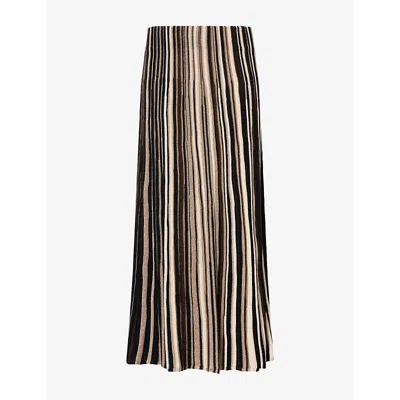 Me And Em And Em Womens Pecan Brown Multi Metallic Striped Knit Midi Skirt Xs