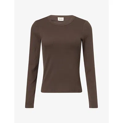 Me And Em And Em Womens Perfect Basic Rib Cotton-stretch Top Rich Olive Melange In Green