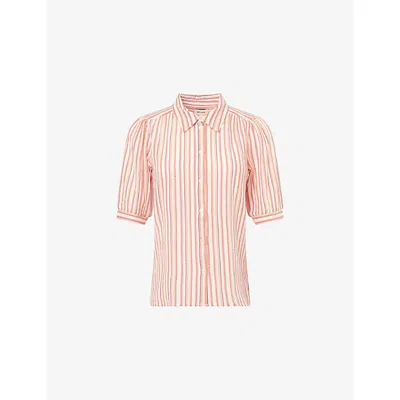 Me And Em And Em Womens Pink/multi Striped Short-sleeve Cotton Shirt
