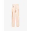 Me And Em And Em Womens Peach Sorbet Pleated Wide-leg Woven Trousers In Orange