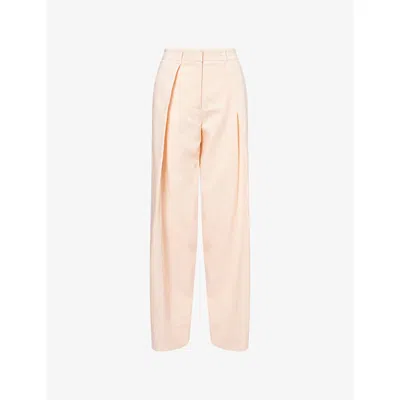Me And Em And Em Womens Peach Sorbet Pleated Wide-leg Woven Trousers In Orange