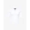 Me And Em And Em Womens Bright White Polo-collar Short-sleeve Stretch-cotton Top In White