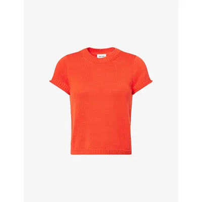 Me And Em And Em Womens Poppy Orange Baby Short-sleeve Knitted Cotton Jumper