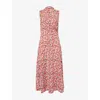 Me And Em And Em Womens Poppy Red Multi Ruched Graphic-pattern Stretch-jersey Midi Dress In Orange