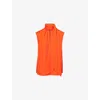 Me And Em And Em Womens Poppy Red Sleeveless Tie Silk Top In Orange