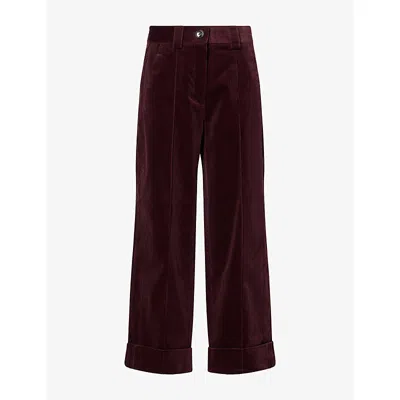 Me And Em And Em Womens Port Brown Cropped Velvet Trousers
