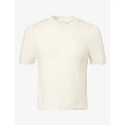 Me And Em And Em Womens Pouf-sleeve Cashmere And Wool Blend Top Cream
