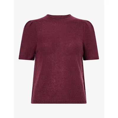 Me And Em And Em Womens Pouf-sleeve Wool And Cashmere Blend Knit Top Merlot Red