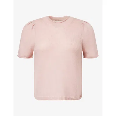 Me And Em And Em Womens Pouf-sleeve Wool And Cashmere Blend Knit Top Smoke Pink
