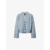 Me And Em And Em Womens Powder Blue V-neck Relaxed-fit Wool And Cashmere Cardigan In Blue
