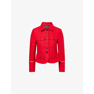 Me And Em Womens  Military Slim-fit Wool-blend Jacket In Red