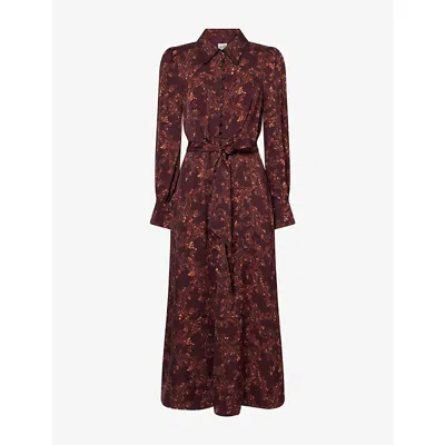 Me And Em And Em Womens Red Multi Printed Fit And Flare Crepe Maxi Dress
