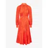 Me And Em And Em Womens Red/caramel Pearl Bouquet-print Woven Midi Dress In Multi