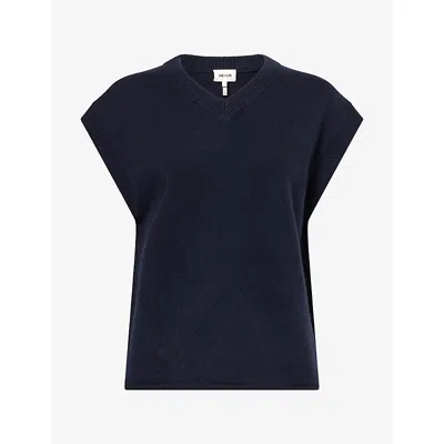 Me And Em And Em Womens Relaxed Boyfriend Cashmere Knit Vest Navy