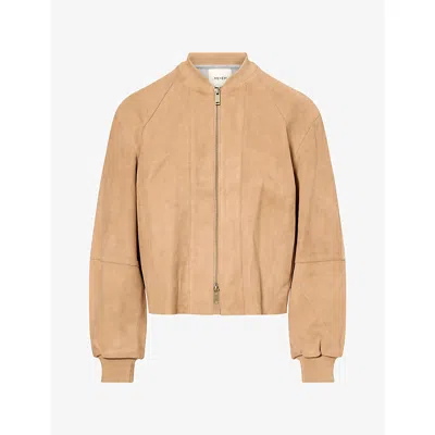 Me And Em And Em Womens Relaxed-fit Swing Suede Jacket Pale Tan