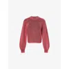 Me And Em And Em Womens Rhubarb Pink/bordeau Contrast-knit Round-neck Merino-wool Jumper In Pink
