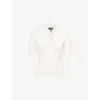 Me And Em And Em Womens Ribbed V-neck Knitted Polo Top Soft White In Soft White