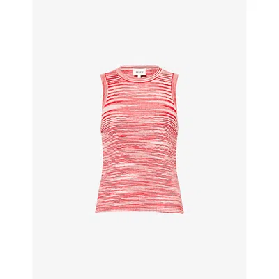 Me And Em And Em Womens Rose Petal Red Multi Space-dye Slim-fit Ribbed Cotton And Cashmere-blend Vest Top