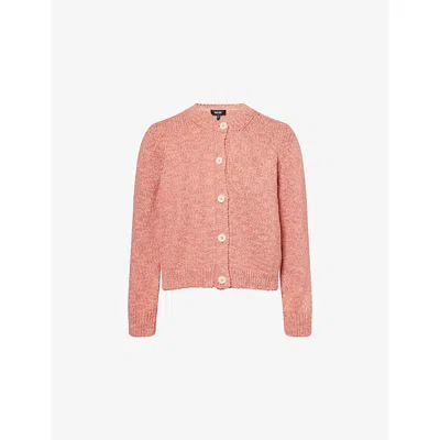 Me And Em And Em Womens Rose Pink Mouline Mouliné Bracelet Sleeve Cotton Cardigan