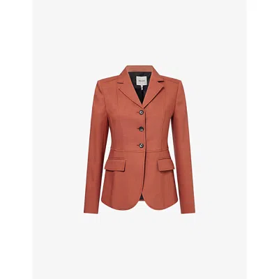 Me And Em And Em Womens Rosewood Pink Slim Contour Textured Tailoring Woven Blazer In Red