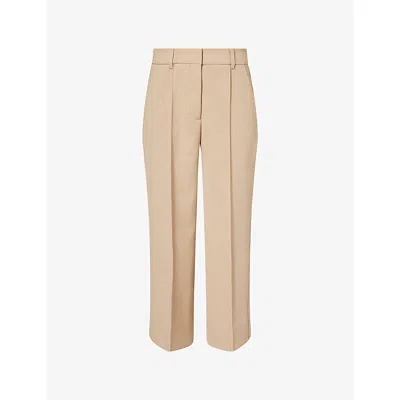 Me And Em And Em Womens Sand Tailored Cropped-leg Woven Trousers In Neutral