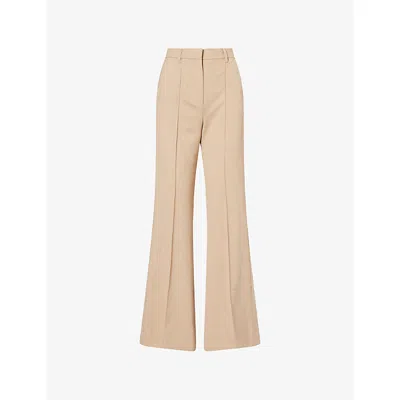 Me And Em And Em Womens Sand The Tailored Leg-elongator Flared Woven Trousers