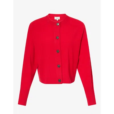 Me And Em And Em Womens Scarlet Red Cropped Wool-blend Cardigan Xs