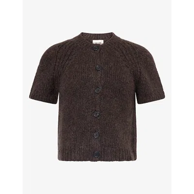 Me And Em And Em Womens Short-sleeve Alpaca And Wool Blend Cardigan Warm Chocolate Melan Xs In Brown