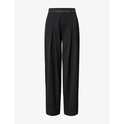 Me And Em And Em Womens Side-stripe Tapered Wool-blend Trousers Black