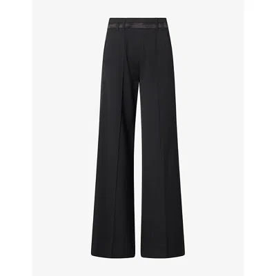 Me And Em And Em Womens Side-stripe Tapered Wool-blend Trousers Black