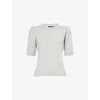 Me And Em Womens  Feminine Knitted Cashmere T-shirt In Silver Grey Melange