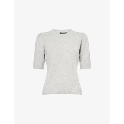 Me And Em Womens  Feminine Knitted Cashmere T-shirt In Silver Grey Melange