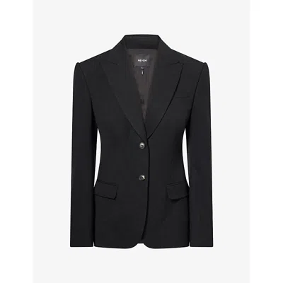 Me And Em And Em Womens Single-breasted Peak-lapel Woven Blazer Black