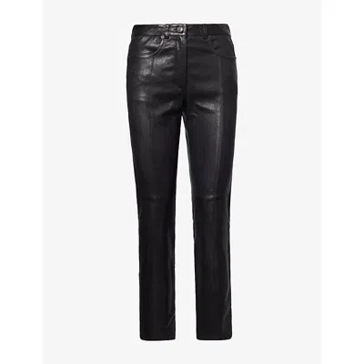 Me And Em And Em Womens Skinny Boot Leather Trousers Black Brown