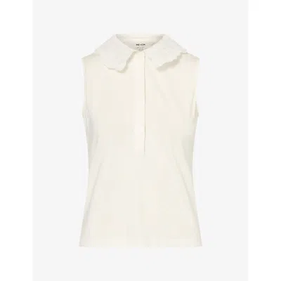 Me And Em And Em Womens Sleeveless Lace-collar Layering Jersey Top Soft White In Animal Print