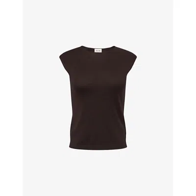 Me And Em And Em Womens Sleeveless Ribbed-trim Cashmere-blend Top Cocoa Brown Xs