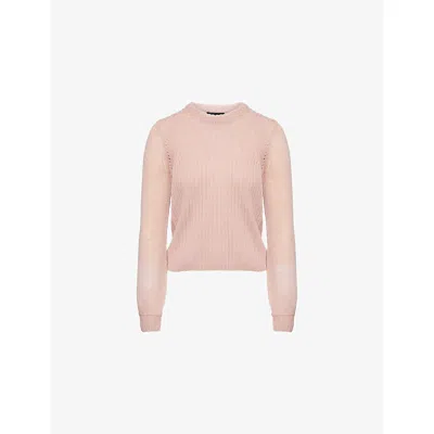 Me And Em And Em Womens Smoke Pink Balloon-sleeve Merino Cashmere-silk Knitted Jumper Xs