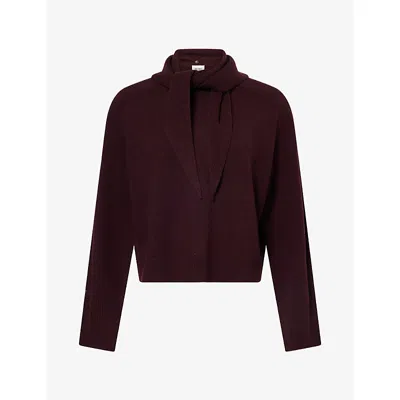Me And Em And Em Womens Soft Shoulder Merino-wool And Cashmere Cardigan Port Brown Xs