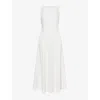 Me And Em And Em Womens Soft White Boat-neck Sleeveless Woven Midi Dress In Soft White