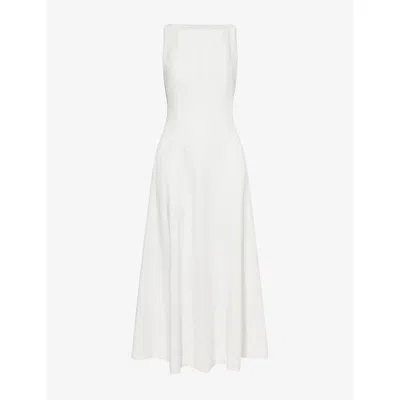 Me And Em And Em Womens Soft White Boat-neck Sleeveless Woven Midi Dress