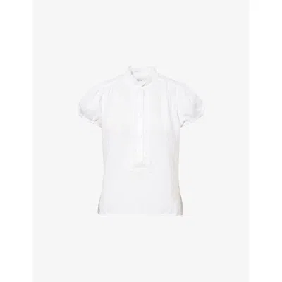 Me And Em Womens  Cap-sleeve Cheesecloth Cotton Blouse In White