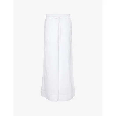Me And Em And Em Womens Soft White Cheesecloth Lace-trim Cotton Trousers