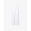 Me And Em Womens  Cheesecloth Wrinkled Straight-leg Mid-rise Cotton Trousers In Soft White